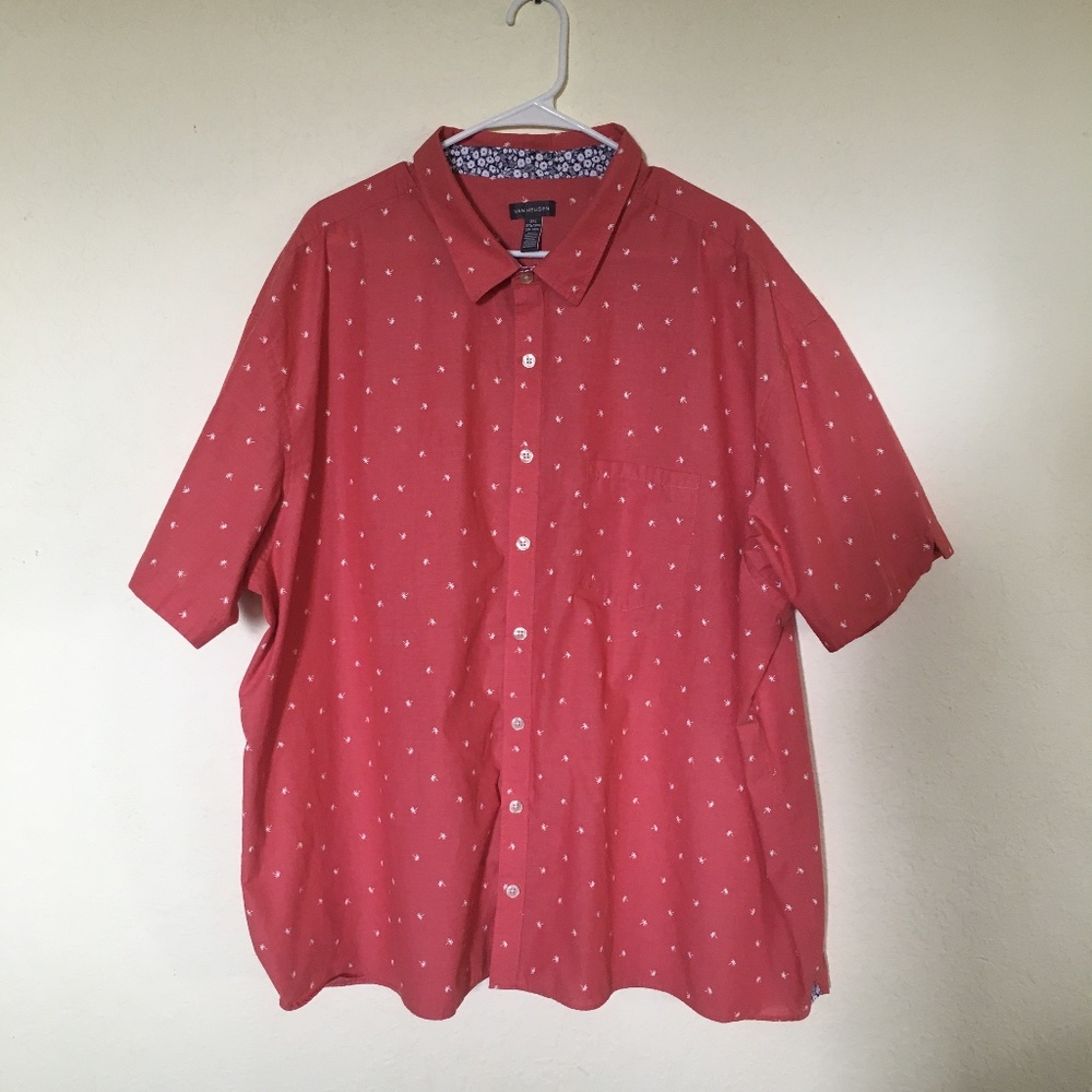Van Heusen men's short sleeve pink shirt. Size 3XL.